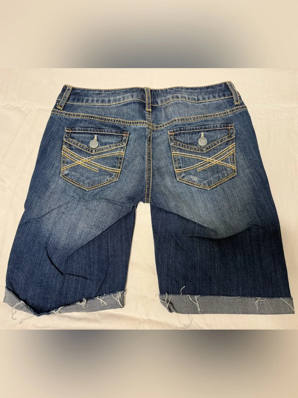 Aeropostale Size 0 Denim Bermuda Shorts Y2K Cuffed Distressed
